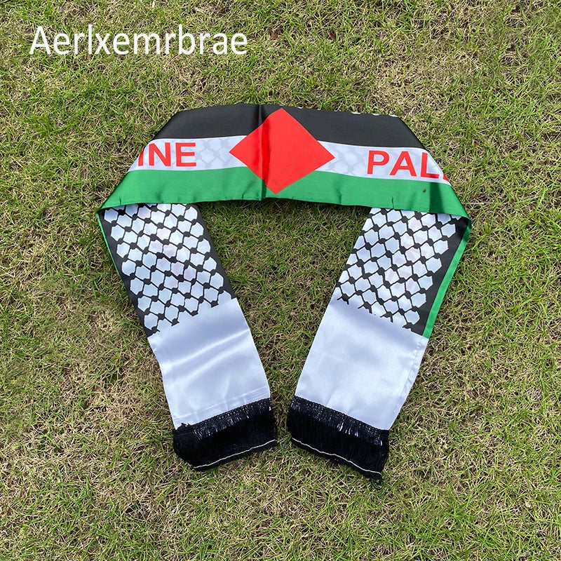 Écharpe drapeau palestinien personnalisée, écharpe en satin imprimée, fête nationale, 14x130cm