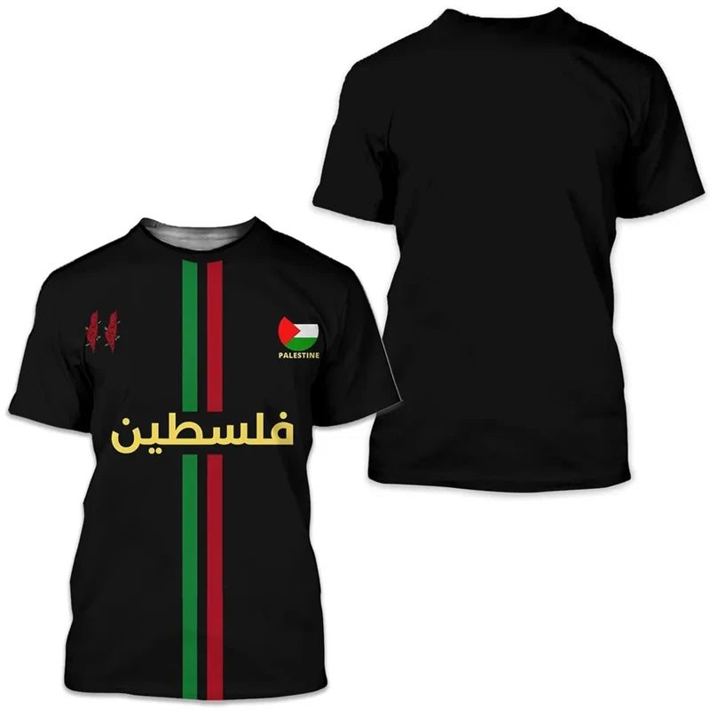 T-shirts PALESTINES Tendance D'été À Manches Courtes Emblème National 3D Imprimé T-shirts De Sport Lâche Hauts Respirants