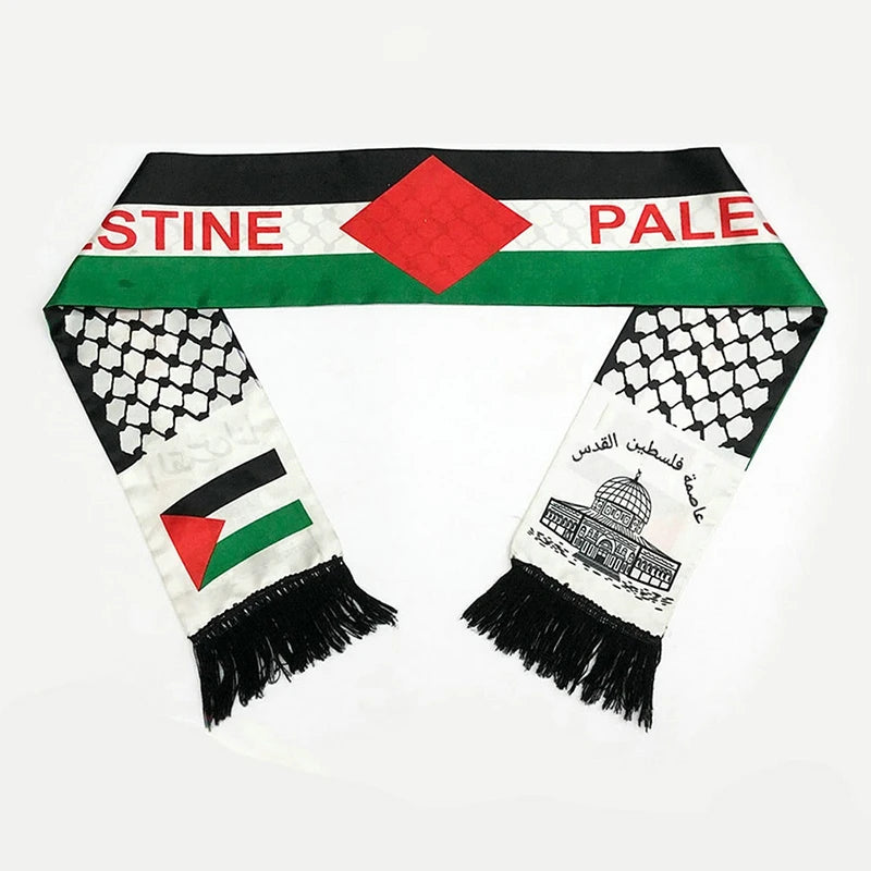 Écharpe drapeau palestinien personnalisée, écharpe en satin imprimée, fête nationale, 14x130cm