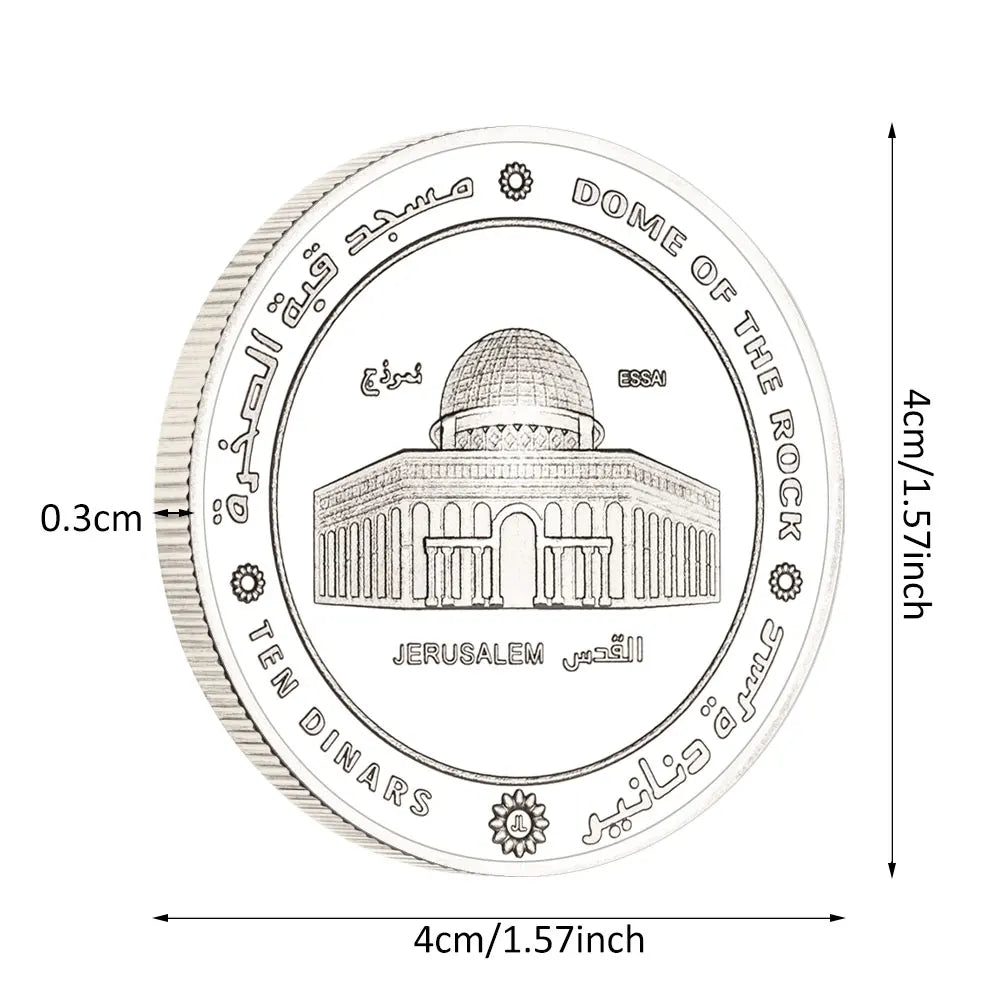 Dôme de la roche, cadeau de collection de jérusalem, pièce de souvenir de Palestine plaquée argent