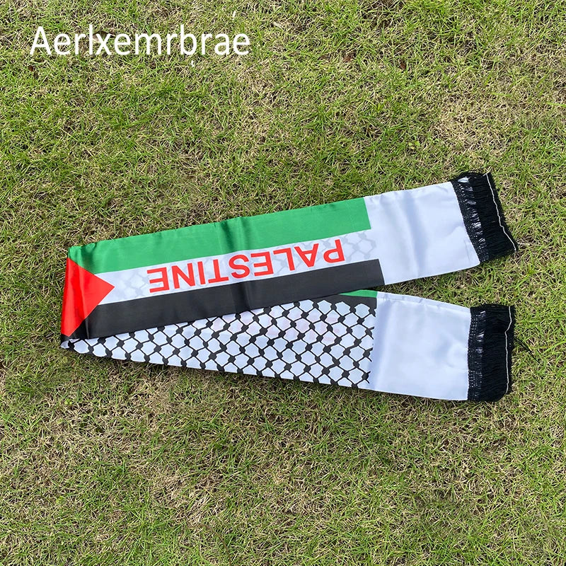 Écharpe drapeau palestinien personnalisée, écharpe en satin imprimée, fête nationale, 14x130cm
