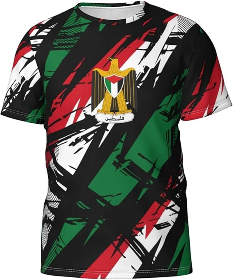 T-shirts PALESTINES Tendance D'été À Manches Courtes Emblème National 3D Imprimé T-shirts De Sport Lâche Hauts Respirants