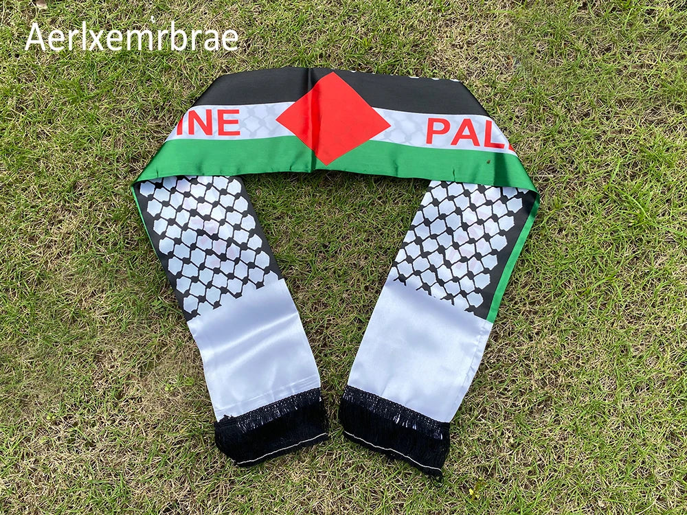 Écharpe drapeau palestinien personnalisée, écharpe en satin imprimée, fête nationale, 14x130cm