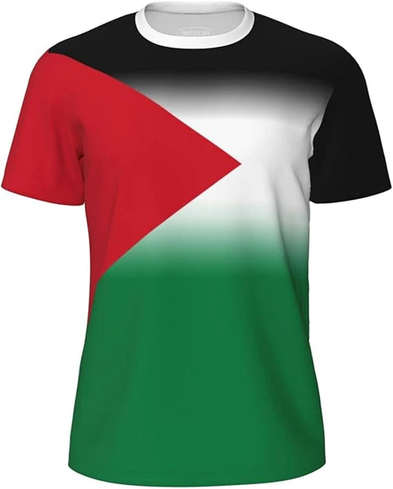 T-shirts PALESTINES Tendance D'été À Manches Courtes Emblème National 3D Imprimé T-shirts De Sport Lâche Hauts Respirants