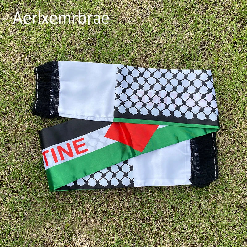 Écharpe drapeau palestinien personnalisée, écharpe en satin imprimée, fête nationale, 14x130cm