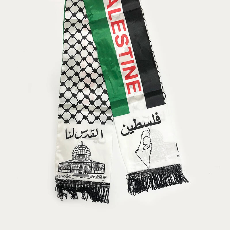 Écharpe drapeau palestinien personnalisée, écharpe en satin imprimée, fête nationale, 14x130cm