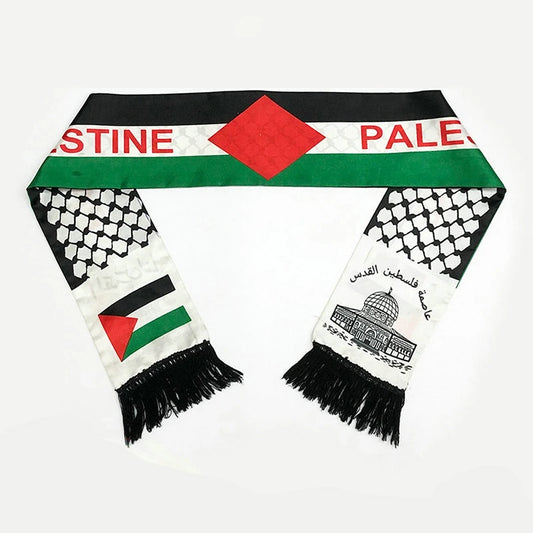 Écharpe drapeau palestinien personnalisée, écharpe en satin imprimée, fête nationale, 14x130cm
